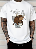 Men's T-Shirt This Is Cartoon Brown Bull Sitting On Toilet Toilet