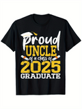 Men's T-Shirt Proud Uncle Of A Class Of 2025 Graduate Yellow Accents Graduation Cap Graphic
