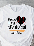 Men's T-Shirt Thats My Grandson With Heart Shape Baseball And Wooden Bat