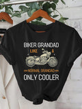 Women's T-Shirt Biker Grandad Like A Normal Grandad Only Cooler With Classic Motorcycle Illustration