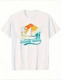 Men's T-Shirt Sailing Boats Ocean Sunset Waves With Palms And Gentle Breeze Sailboat