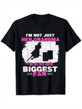Men's T-Shirt Im Not Just Her Grandma Im Also Her Biggest Fan With White Paint Brush Stroke And Silhouette Of Girl Riding Horse