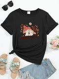 Women's T-Shirt Sweet Autumn Woodland Embraced By Leaves Under Enchanted Mushroom Couple