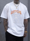 Men's T-Shirt Autism Flaming Letters With Dancing Cartoon Skeleton T Shirt