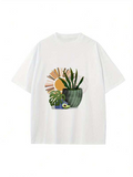 Men's T-Shirt Morning Sunlight With Potted Green Leaves Among Fruits And Sun