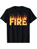 Men's T-Shirt Burning Flames Lettering With Flickering Heat Above Fire Word