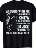 Men's T-Shirt Dancing Skeleton With Humorous Bold Statement Typography Shirt