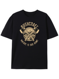Men's T-Shirt Bushcraft With Axes Mountain Sunset And Forest Embracing Adventure Spirit