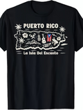 Men's T-Shirt Puerto Rico La Isla Del Encanto Surrounded By Tropical Symbols And Island Map