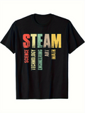 Men's T-Shirt STEAM Colorful Text Blocks With Creative Gradient Letters
