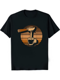 Men's T-Shirt Steaming Coffee Panorama With Vintage Retro Colored Layers Cup