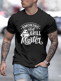 Men's T-Shirt Smoking Hot Grill Master With Lettering And Barbecue Grill Illustration