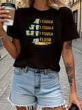 Women's T-Shirt Three Colorful Drinks With Bright Lettering And Playful Glasses Tequila Shot Glass