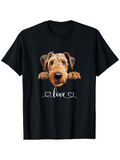 Men's T-Shirt Love Hand Drawn Curly Text With Playful Looking Dog Head