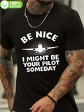 Men's T-Shirt Be Nice With Monochrome Jet Among Radiant Morning Beams Airplane