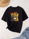 Women's T-Shirt Colorful Graffiti With Abstract Bunny And Brush Stroke Animal