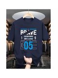 Men's T-Shirt Brave Awesome Urban Energy With Bold Blue Lettering T Shirt