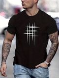 Men's T-Shirt Urban Minimalist Lines Abstract Geometric Graphic On Black Tee