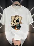 Men's T-Shirt Vintage Ace Card With Scattered Dice Flames And Playing Card
