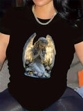 Women's T-Shirt Soft Glowing Light With Shimmering Praying Gentle Angel