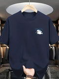 Men's T-Shirt Splash Cartoon Whale Swimming Playfully With Bubbles Underwater Whale