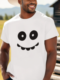 Men's T-Shirt Cheerful Smiling Cartoon Face With Large Eyes Playful Expression TShirt