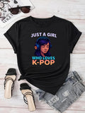 Women's T-Shirt Just A Girl With Headphones Listening To Colorful Music Kpop