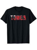 Men's T-Shirt Bold Red Lettering With Island Silhouette Over Centered TONGA Text Shirt