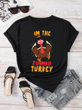 Women's T-Shirt Im The Funny Turkey Surrounded By Falling Leaves With Cartoon Turkey