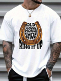 Men's T-Shirt Old School Style With Decorative Horseshoe Surrounded By Retro Typography Horseshoe