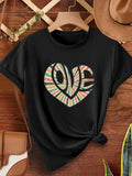 Women's T-Shirt Colorful Striped Heart Shaped Filled With Bold Lettering Love