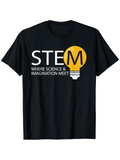 Men's T-Shirt Stem Where Science And Imagination Meet Glowing Light Bulb Graphic Design