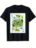 Men's T-Shirt Urban Playing Card Elements With Leaves And Abstract Green King
