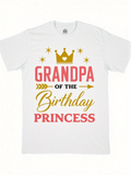 Men's T-Shirt Grandpa Of The Birthday Princess With Crown Arrow And Stars Princess