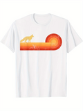 Men's T-Shirt Fiery Sunset With Silhouetted Wolf Among Radiant Circles Wolf