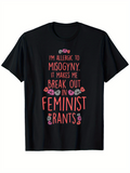 Men's T-Shirt Im Allergic To Misogyny With Feminist Quote Surrounded By Doodle Flowers T Shirt
