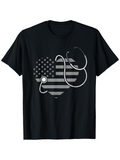 Men's T-Shirt Monochrome American Flag Heart With Stethoscope Loop Pattern Shirt