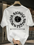 Men's T-Shirt Atomic Pattern With Planet Surrounded By Artistic Lettering Globe