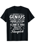 Men's T-Shirt Everybody Is A Genius Inspiring Quote With Motivational Message Printed T Shirt