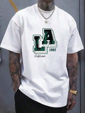 Men's T-Shirt LA 1987 California Vintage Collegiate Style Print Letters
