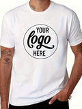 Men's T-Shirt Your Logo Here Artistic Script Typography Circle Design T Shirt