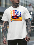 Men's T-Shirt Vibrant Colored Equalizer Bars With Classic Vinyl Record Player