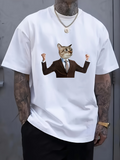 Men's T-Shirt Dapper Business Cat In A Suit With Confident Raised Arms