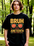 Men's T-Shirt Bruh Its Juneteenth Vibrant Summer Shades With Geometric Pattern Sunglasses