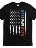 Men's T-Shirt Best Papa Ever American Flag With Bold Grunge Vertical Lettering