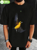 Men's T-Shirt Vivid Artistic Sky Under Flying Majestic Yellow Bird