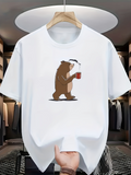 Men's T-Shirt Chill Morning Bear With Coffee Walking Under Gently Swaying Birds