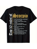 Men's T-Shirt Top Ten Rules Of Fierce Zodiac Scorpio With Bold Lettering
