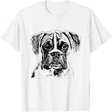 Men's T-Shirt Hand Drawn Black Ink Sketch Of Thoughtful Boxer Dog