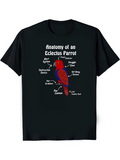Men's T-Shirt Anatomy Of An Eclectus Parrot Diagram Labels With Colorful Red And Blue Bird